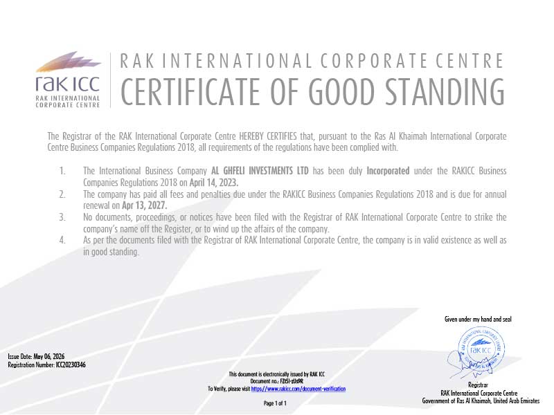 Certificate of Good Standing